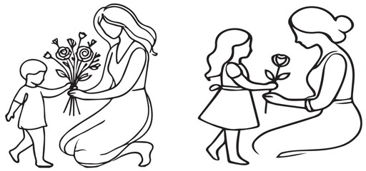 Mothers Day Outline Vector