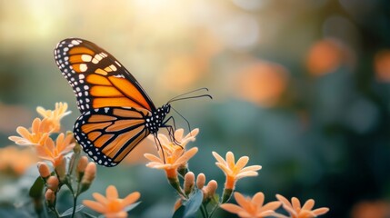 Monarch Butterfly on Orange Flowers: A Serene Moment in Nature