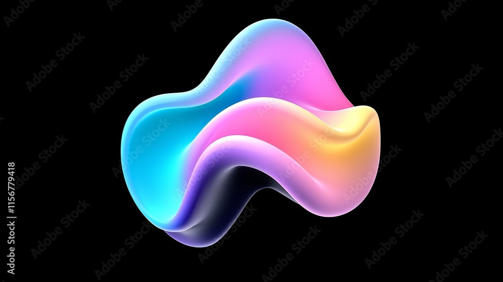 Poster energetic abstract waveform displaying fluid motion and a gradient of hues.