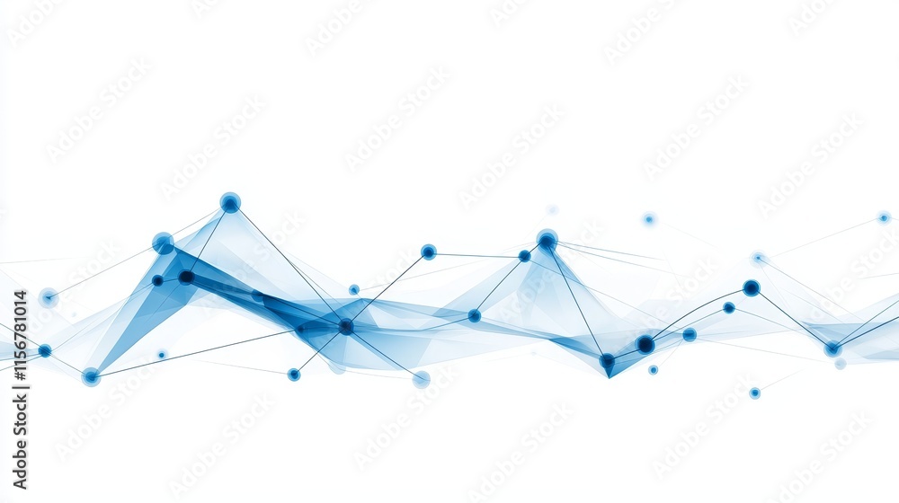 Poster an abstract representation of a future network on a white backdrop, illustrating the concept of data