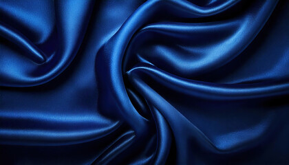 Obraz premium dark blue silk satin background. Soft folds on shiny fabric