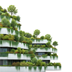 urban greenery, eco city, modern architecture, lush trees, cityscape, green buildings, sustainable urban design, rooftop gardens, scenic city park, clean white background