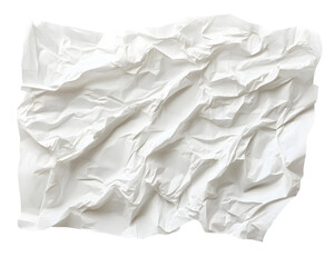 Obraz premium A crumpled piece of white paper isolated on a white background, png transparent, suggesting discarded ideas or notes.