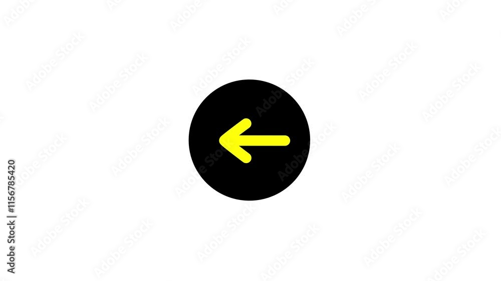 Poster yellow left arrow animation. moving arrows to the side.