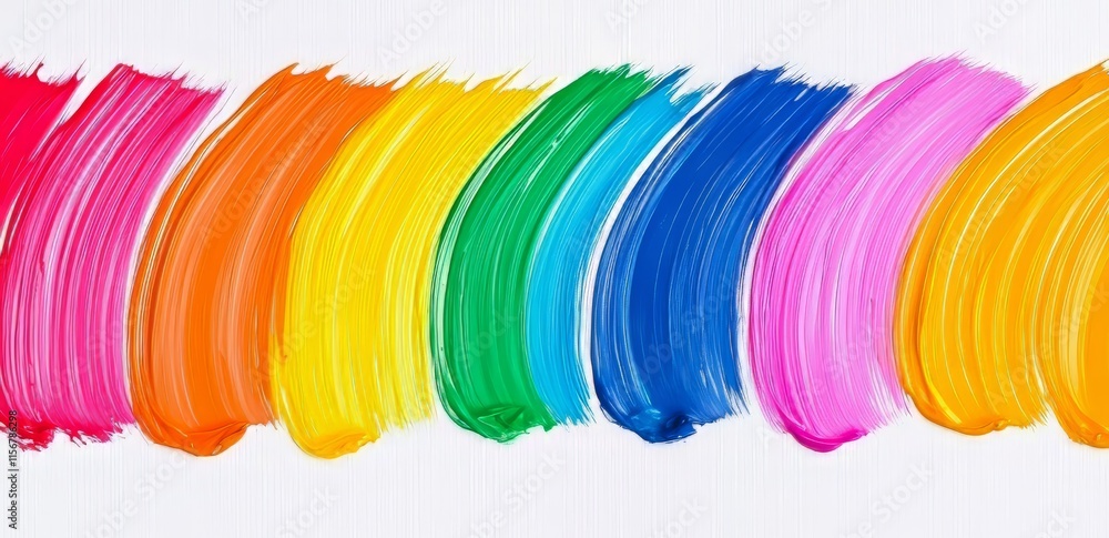 Poster a background with an abstract geometric striped pattern that spans the entire spectrum of the rainbo