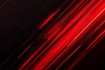 Dynamic red diagonal light streaks over a dark grid-like backdrop, creating an abstract and futuristic aesthetic. Ai generative
