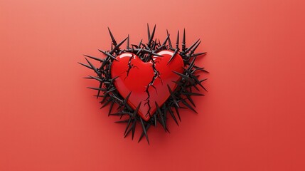 Emotional heartbreak art digital creation abstract concept red background close-up view