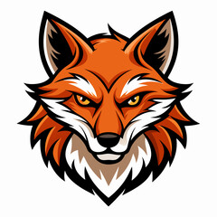 Angry Fox Head Silhouette Vector on White