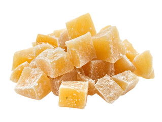 Pile of Pale Yellow Candied Cubes Isolated On A White Background, PNG Transparent