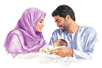 A man and woman are holding a baby