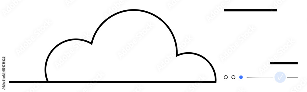 Poster outline of a cloud with horizontal lines and small dots, illustrating simplicity and modern design. 