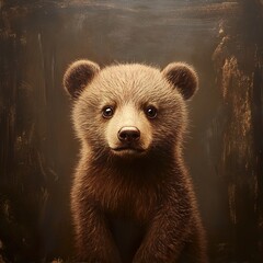 Obraz premium Adorable Brown Bear Cub Portrait