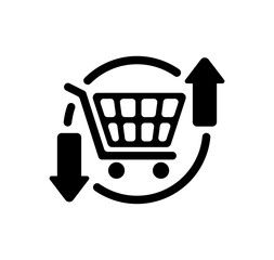 Vector icon illustration of price increase/decrease (price fluctuation)
