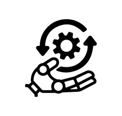 Robot hand and gear vector icon illustration