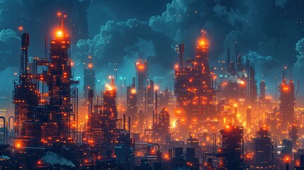 flat design, illustration, The Robot City Builder: Robots working together to design a futuristic city