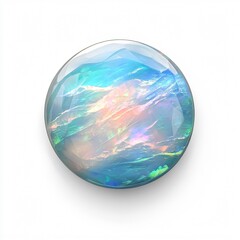 Round-Cut Opal Gemstone with Iridescent Colors