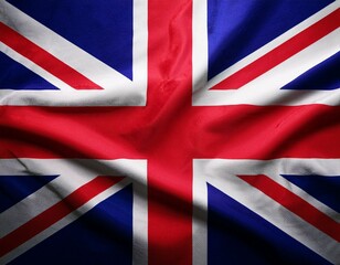 Fototapeta premium Close up full framed wave United Kingdom Union Jack fabric flag background.