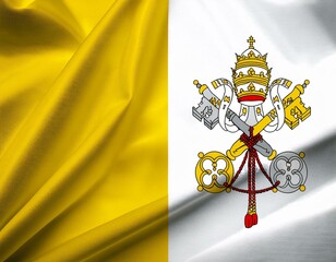 Close-up view of the Vatican national flag 