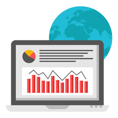 A flat design icon of global analytics