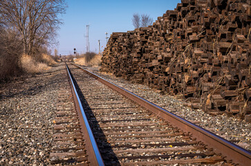 Single High speed straight mainline railroad track out of Detroit Michigan