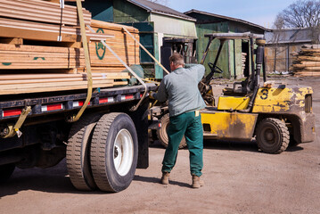 Truck load of lumber for home builder job site