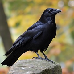 Fototapeta premium Majestic Black Crow: A Stunning Wildlife Portrait