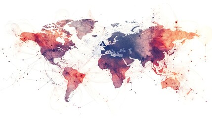 Vibrant Watercolor World Map Illustration: Globally Inspired Abstract Art Design. AI Generated