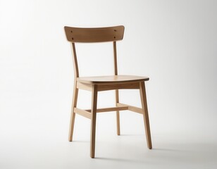 Fototapeta premium Single Wooden Chair on White Surface