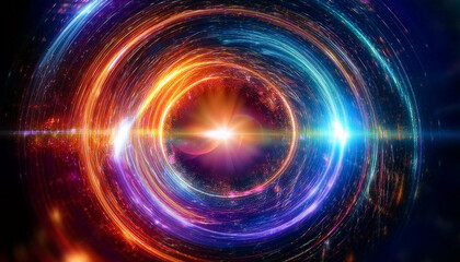 Obraz premium Cosmic circle of vibrant colors. Abstract round shape. Space and energy.