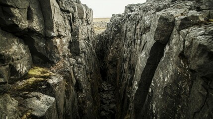 Dramatic Canyon Between Imposing Rocks