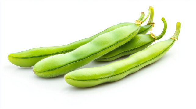 Green mung bean pods isolated on a white background