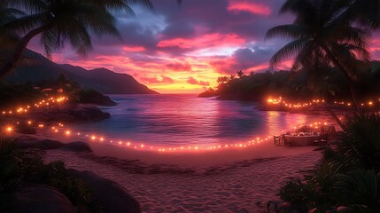 Romantic beach dinner at sunset. (1)
