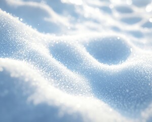 Soft and Sparkling Snow Texture Close-up, Capturing the Subtle Details of Fresh Winter Snowflakes on a Gentle Snowy Landscape in Natural Light
