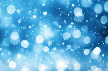 Soft Blue Bokeh Background with Gentle Snowfall Effect for Seasonal and Winter-Themed Designs, Perfect for Digital Art, Greeting Cards and Invitations