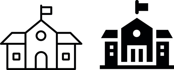 "Minimalist School Building Icon Vector Design"