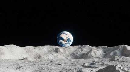 Earthrise from the lunar surface moon digital art space perspective