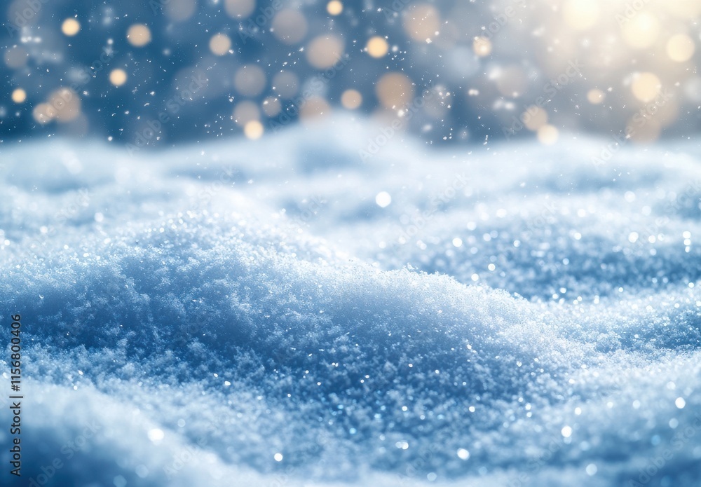 Poster soft snowy landscape with gentle sparkles and dreamy bokeh lights creating a magical winter wonderla