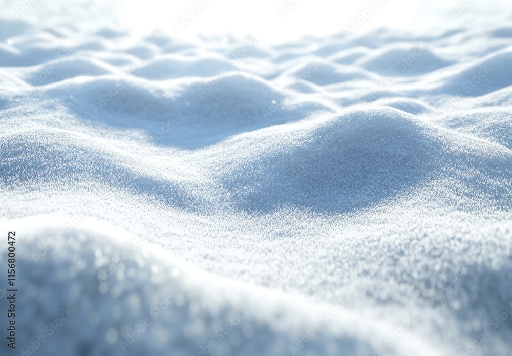 Poster soft snowy surface under bright sunlight with gentle curves and textures creating a serene winter la