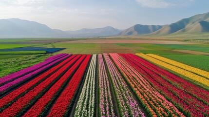 A Colorful Tulip Field in Springtime