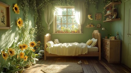 Sunflowers and Serenity: A Dreamy Cottagecore Bedroom