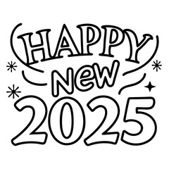 New Year 2025 Celebration - White Background