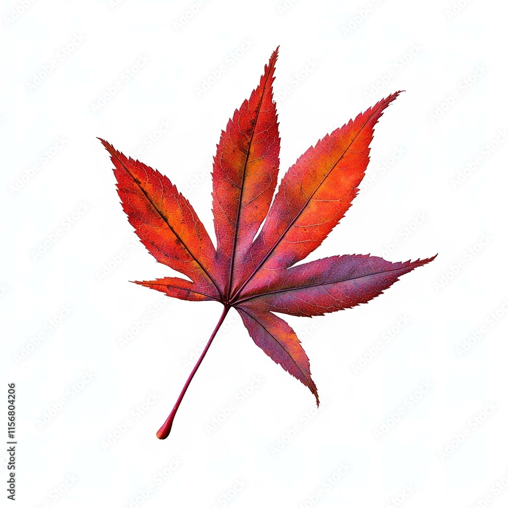 Wall mural high-resolution image of a vibrant red maple leaf isolated on a white background perfect for autumn-