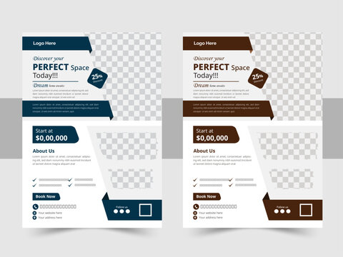 Flyer Design template, Real Estate Flyer Design bundle, property sale flyer design, flyer design for rent, Vector Design., flyer for real estate and property business with 2 color variation template.
