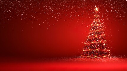 Christmas background and Christmas tree and sparkling bokeh lights in winter merry christmas card holiday Happy New Year space for text on red background