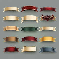 set of banners with ribbons