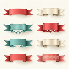 set of banners with ribbons