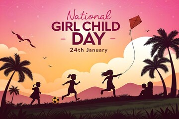National Girl Child Day, Poster. Banner. Post. Story. Girl Child Day,  Happy Girl Child Day, 