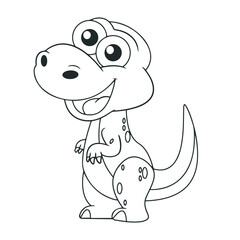dinosaur smiling. standing. happy. drawing with line art. simple design. vector illustrations
