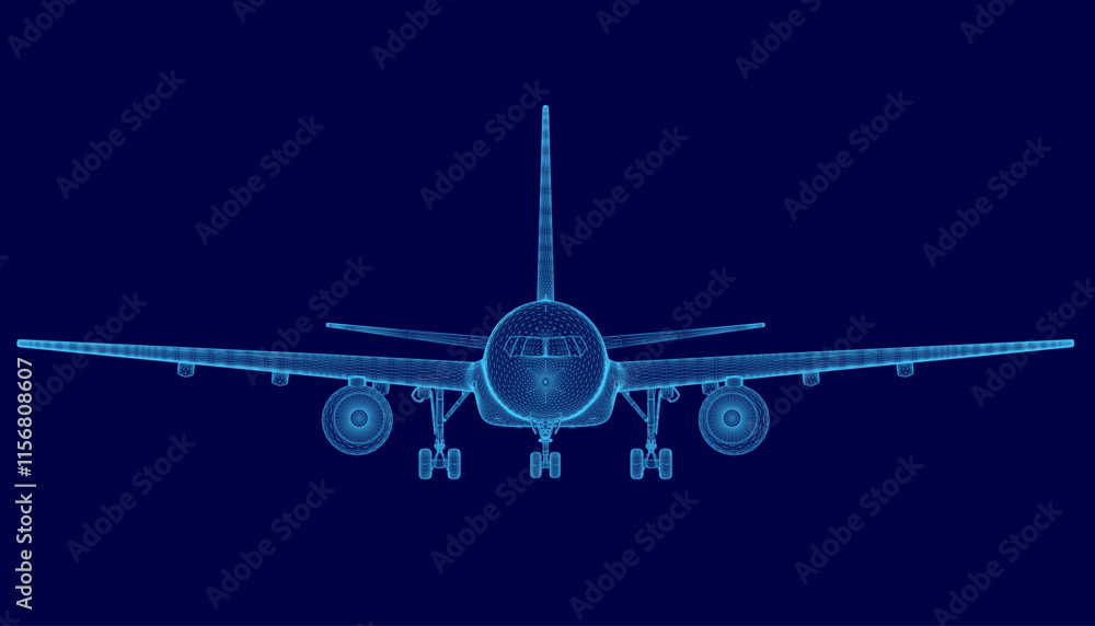 Poster image of an airplane with a blue tail is displayed. the image is of a jetliner, and the tail is the 