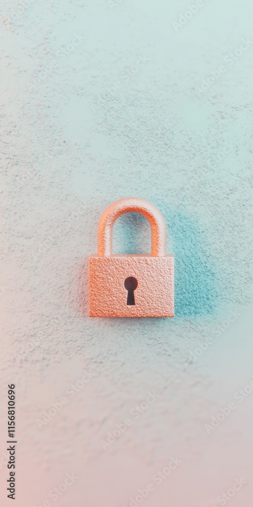 Aufkleber pastel padlock icon symbolizing cybersecurity against textured background